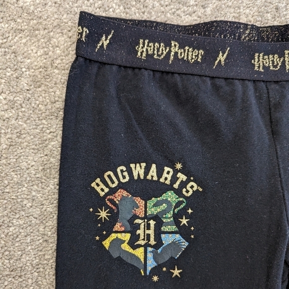 Harry Potter lounge pants black shimmery gold writings youth Large cotton comfy - Picture 2 of 6